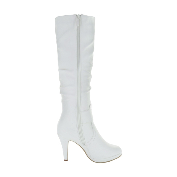 Dream Pairs Women's Winter High Heel Knee High Boots - WHITE PU - 2
